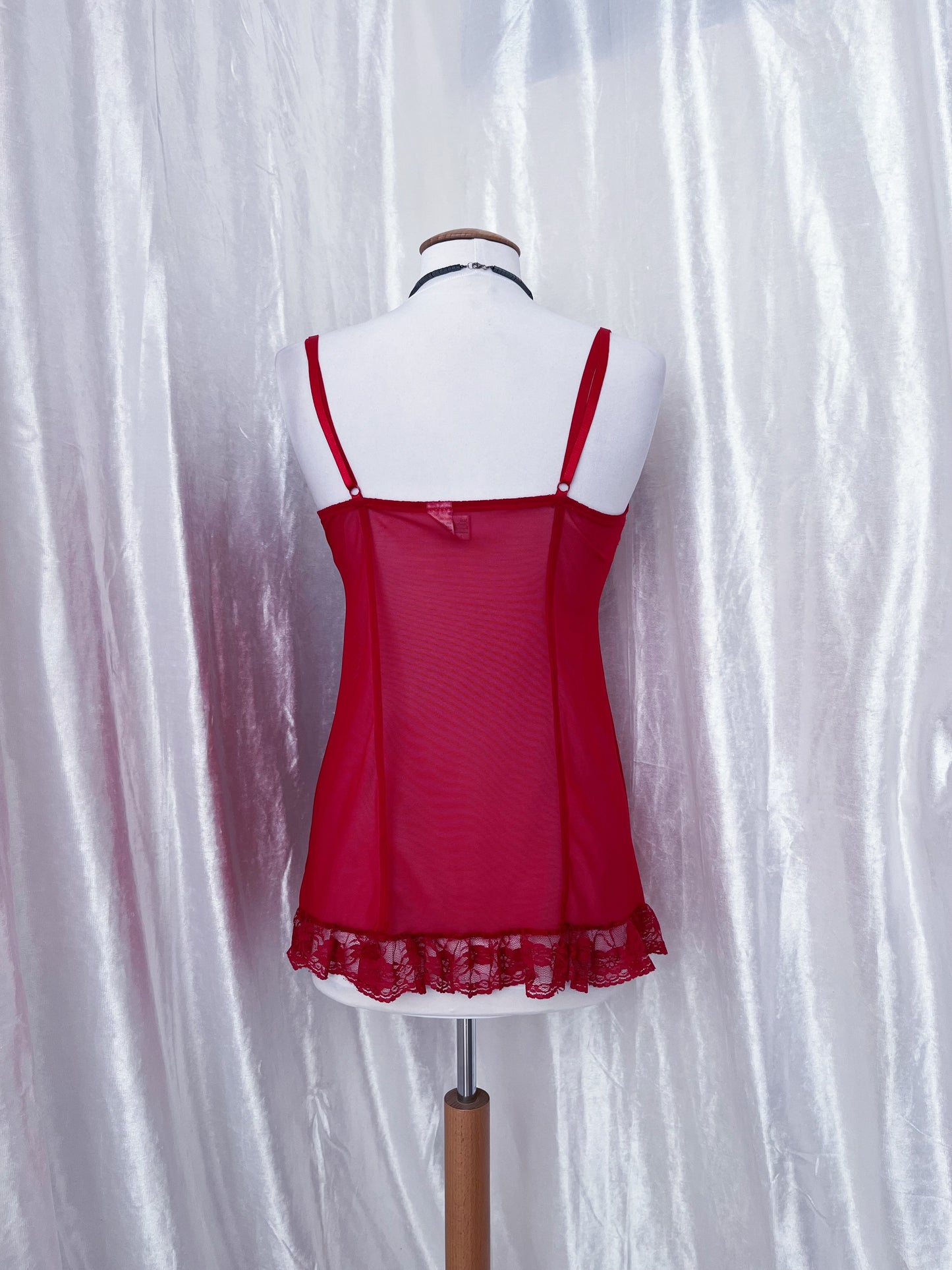 ♱Pretty red mesh & lace babydoll♱