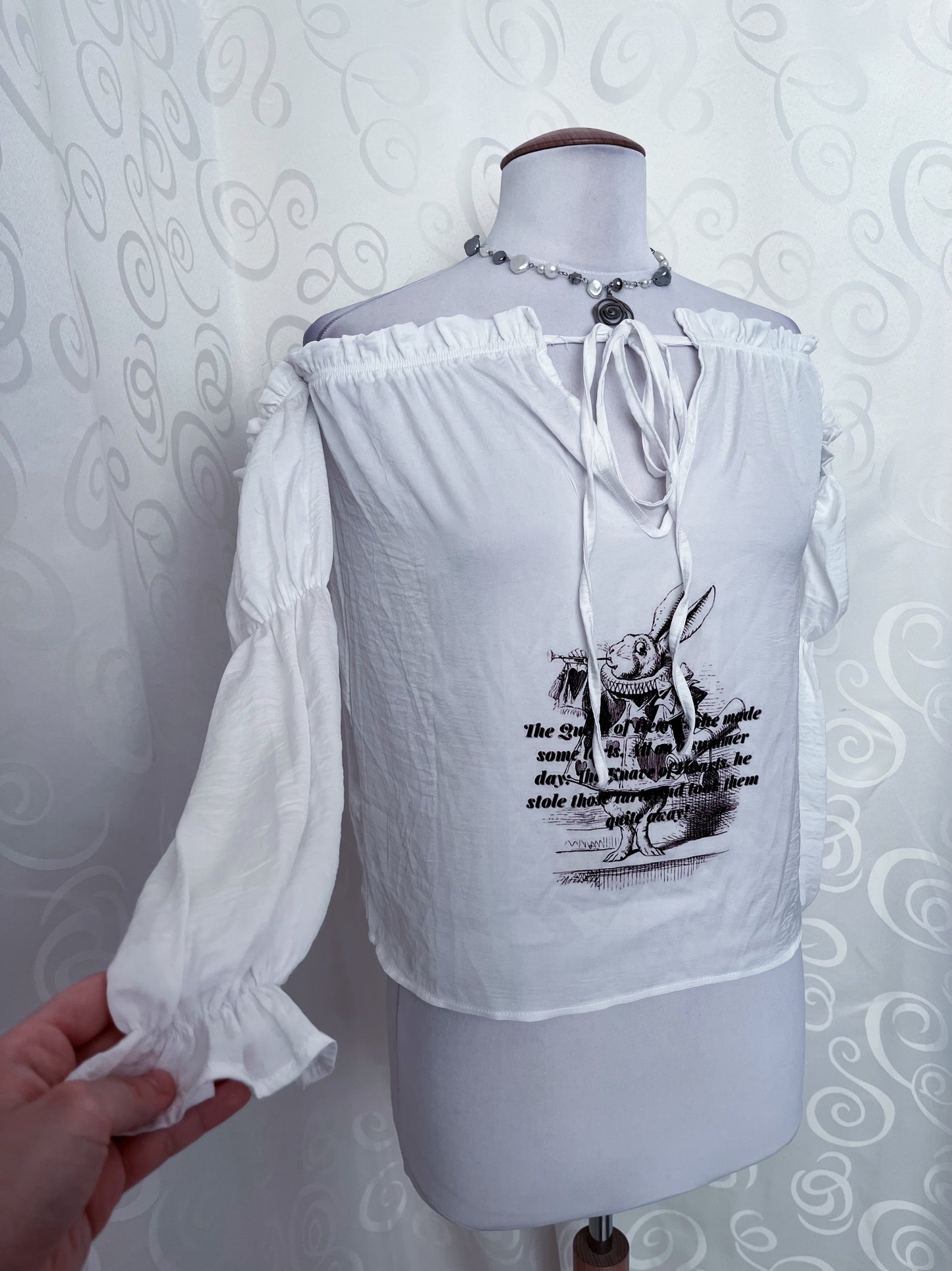 White Rabbit Reworked off shoulder shirt 🐇🕳