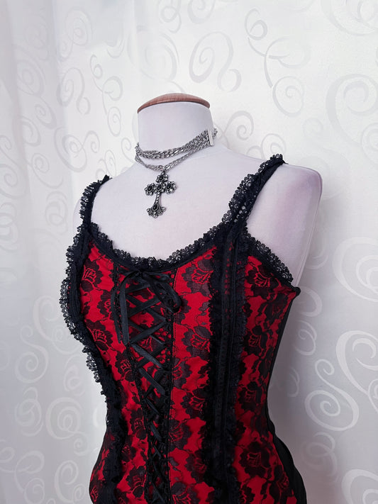 00โs Vampire gothic lace-up red top โค๏ธ๐ฆท