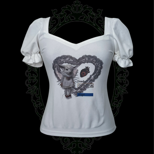Angel Rabbit REWORKED top with puff sleeves ๐๐ซ