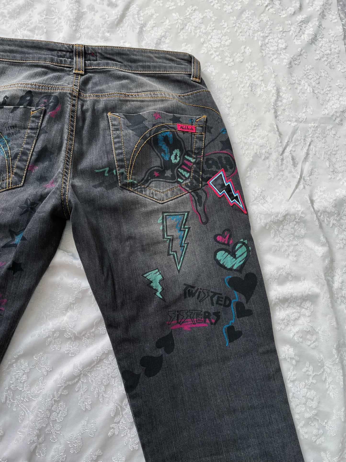 00’s Killah jeans with graffiti y2k details
