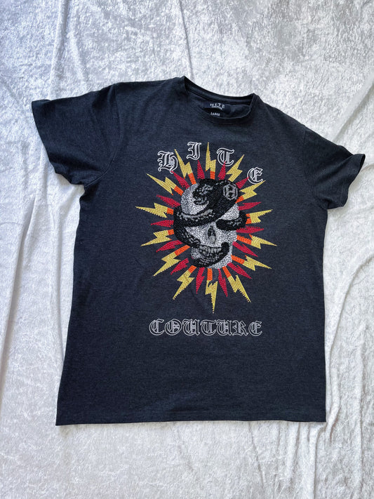 Iconic Men’s beaded skull snake T-Shirt 🐍💀