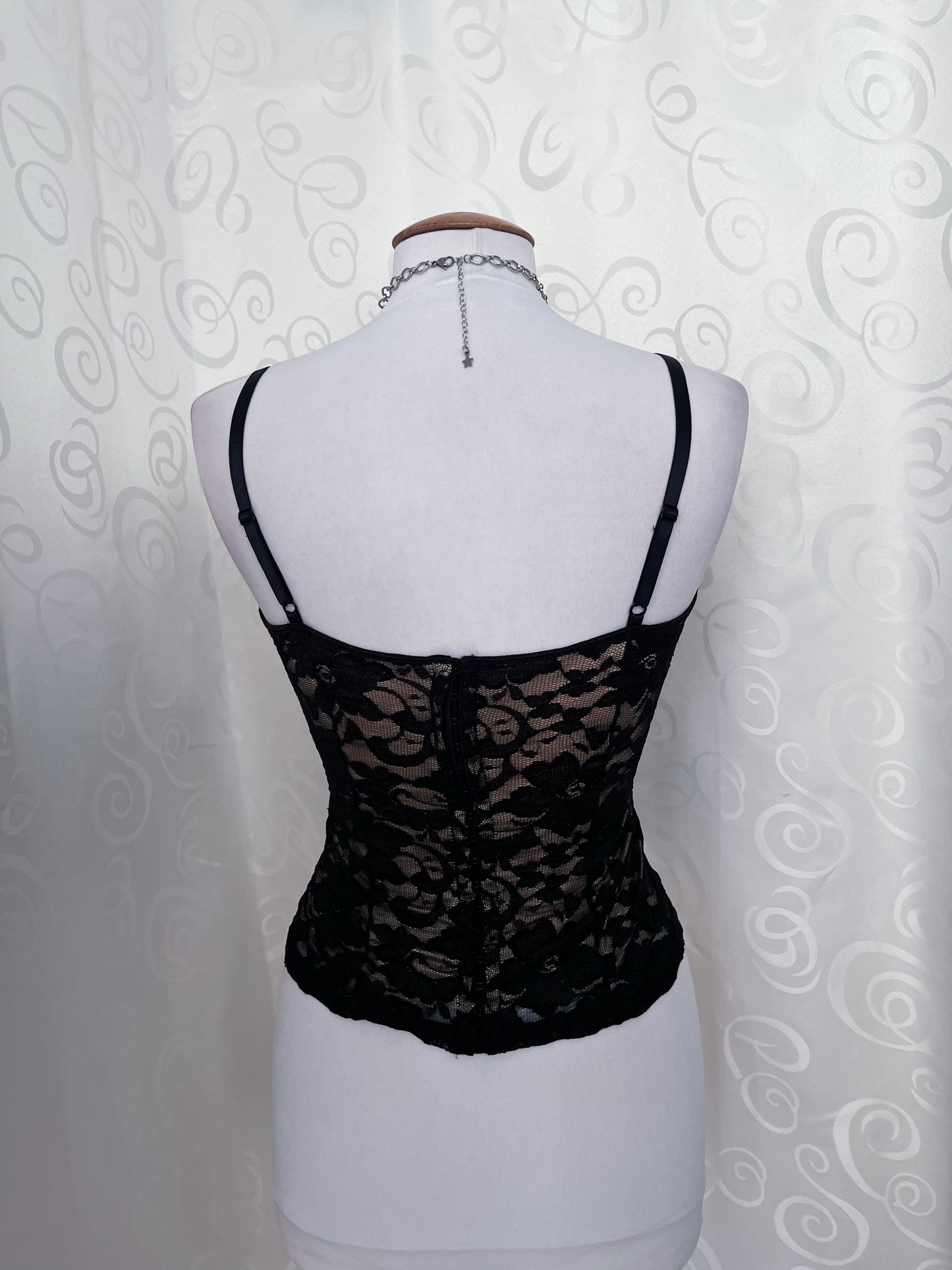 Gothic fairy beige lace corset top 🦇🪽
