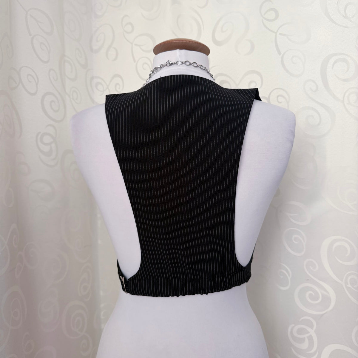 Corporate Goth striped crop vest 🦇