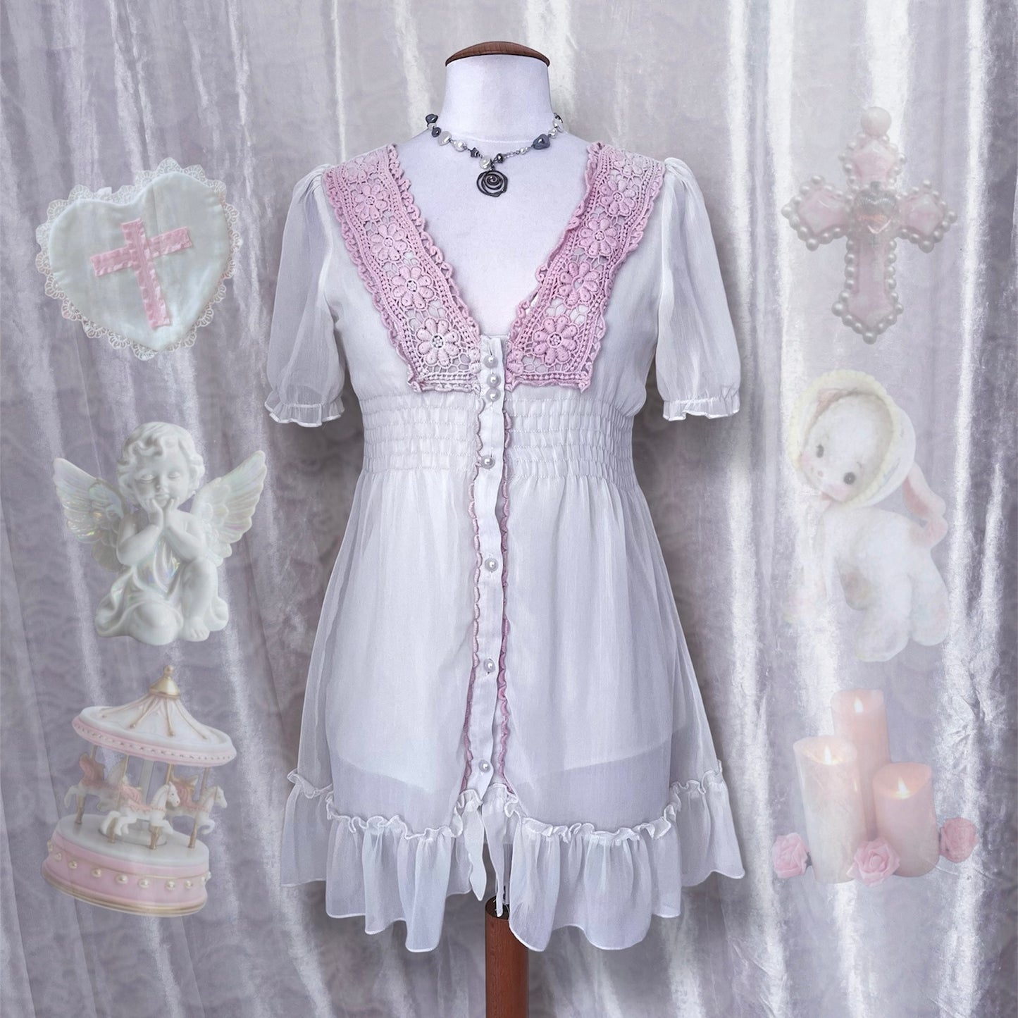 Dreamy coquette cotton & mesh dress 🎀