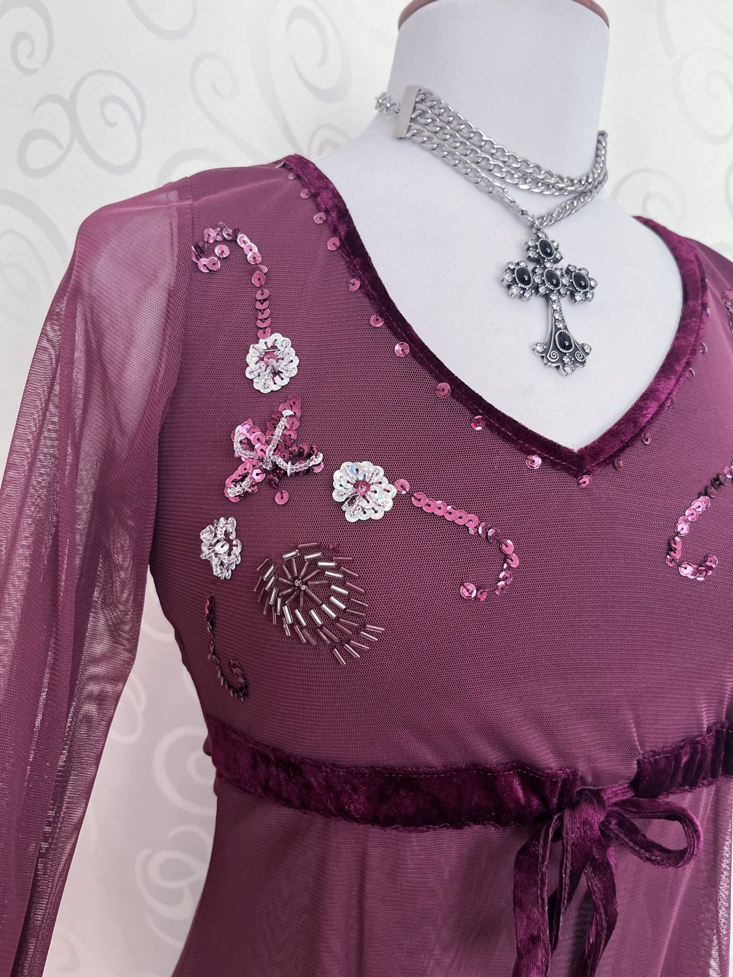 Melrose, whimsy fairy plum mesh top with sequin details ππ