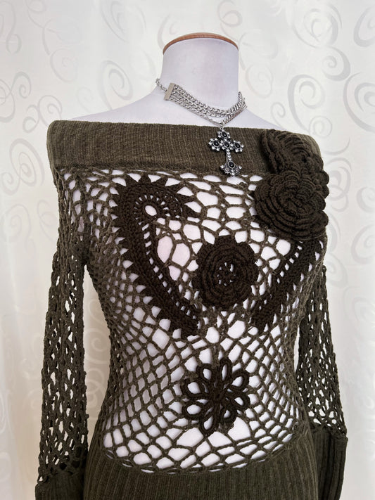 Whimsy fairy green knit fishnet top โจ๐ฆ