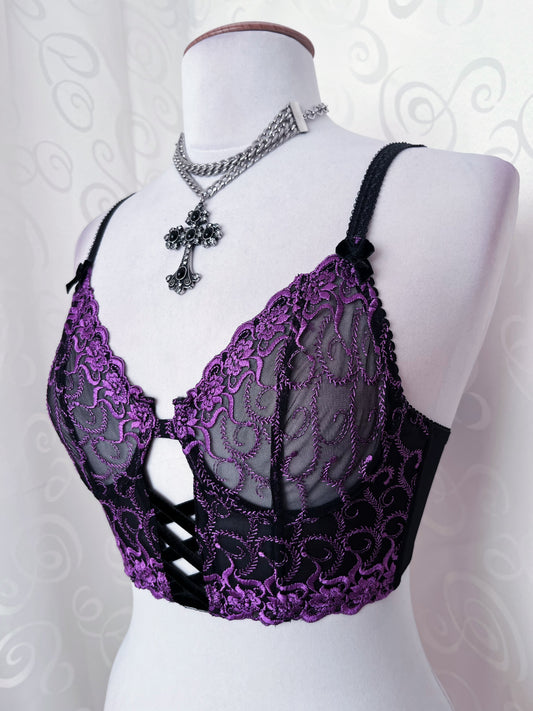 Whimsygoth purple mesh crop corset/bustier top ๐ฎ