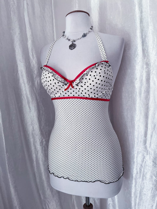 White polka-dot bustier top ⚪️🎀