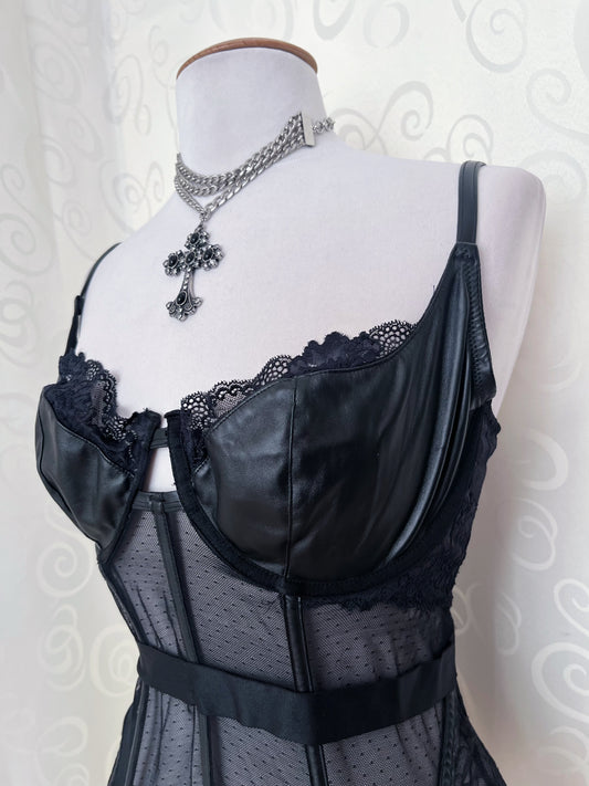 Alt black lace & PU corset 🕷️🕸️