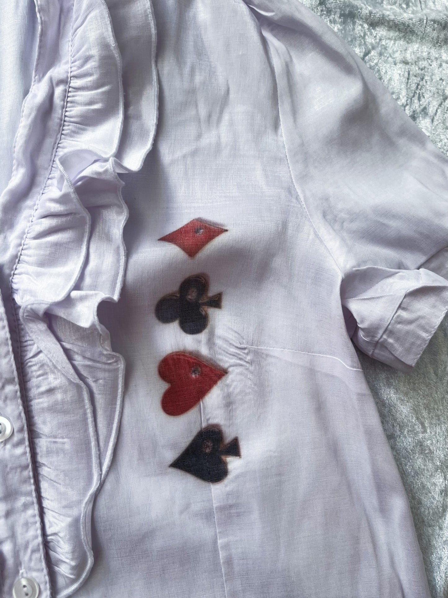 Ace of Hearts Reworked gothic ruffle shirt ♠️♦️