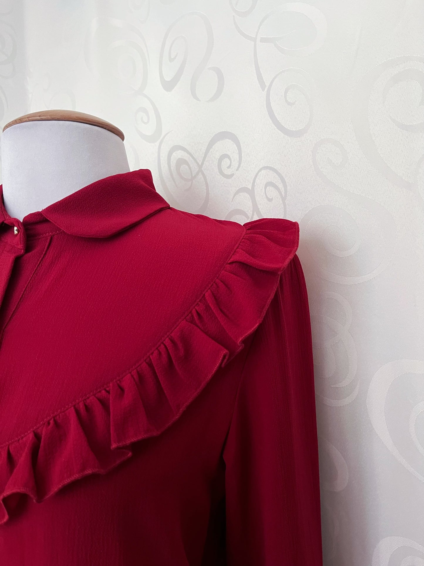 Gothic/Jirai Kei Wine Red ruffle shirt 🩸