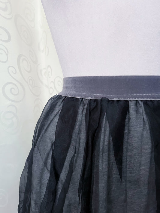 Dark coquette tulle grey & black skirt with velvet waistband 🖤