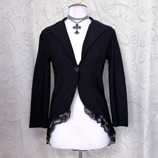 Gothic/Jirai Kei style blazer with lace trim detail & tail π·οΈπ¦