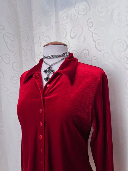 00’s Pimkie velvet red shirt 🫀