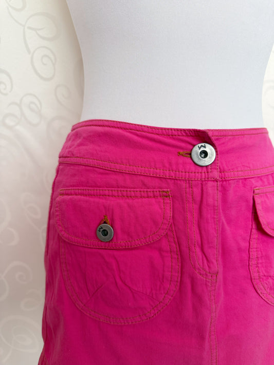 Y2K style pink denim mini skirt π