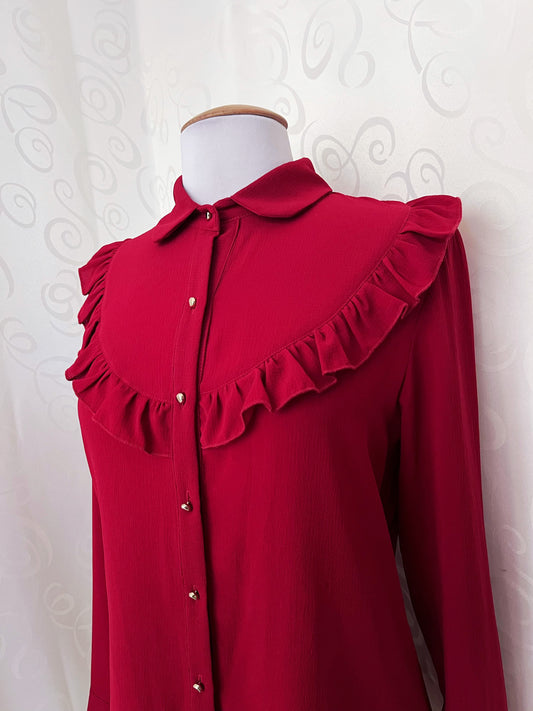 Gothic/Jirai Kei Wine Red ruffle shirt 🩸