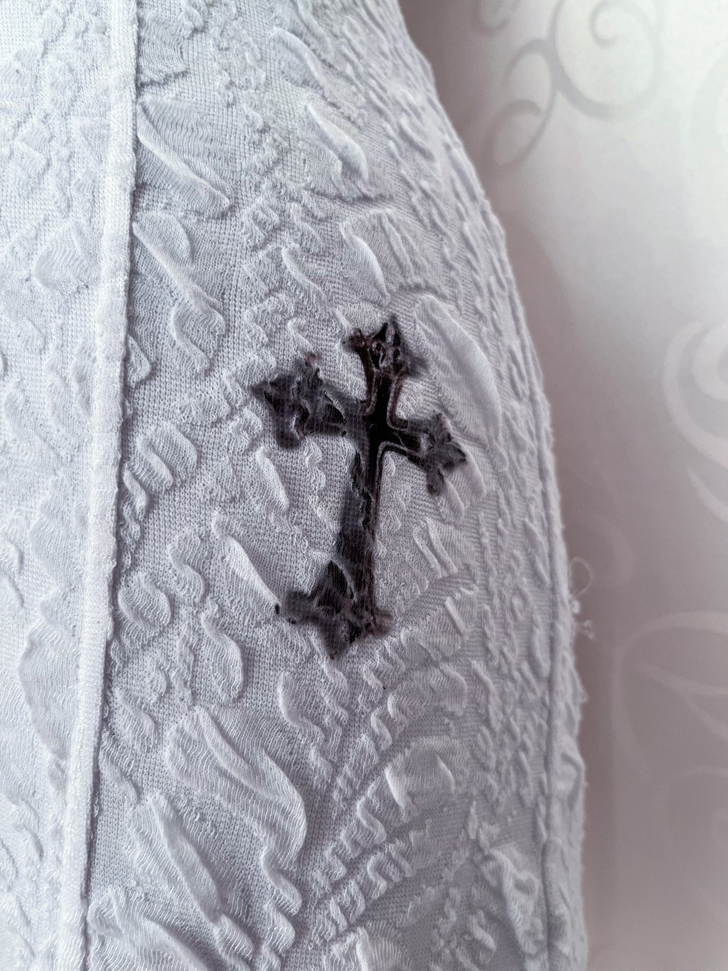 Joan of Arc Reworked Pimkie white embossed dress 🗡️♥️