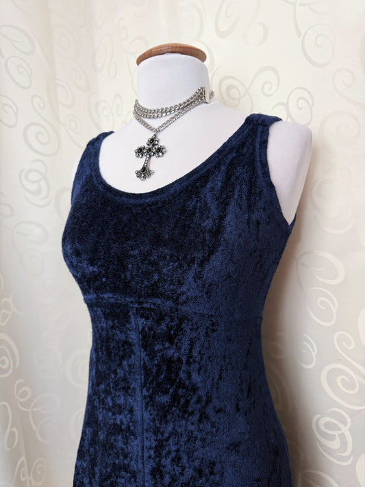 00βs Whimsygoth blueberry blue velvet dress π«π¦