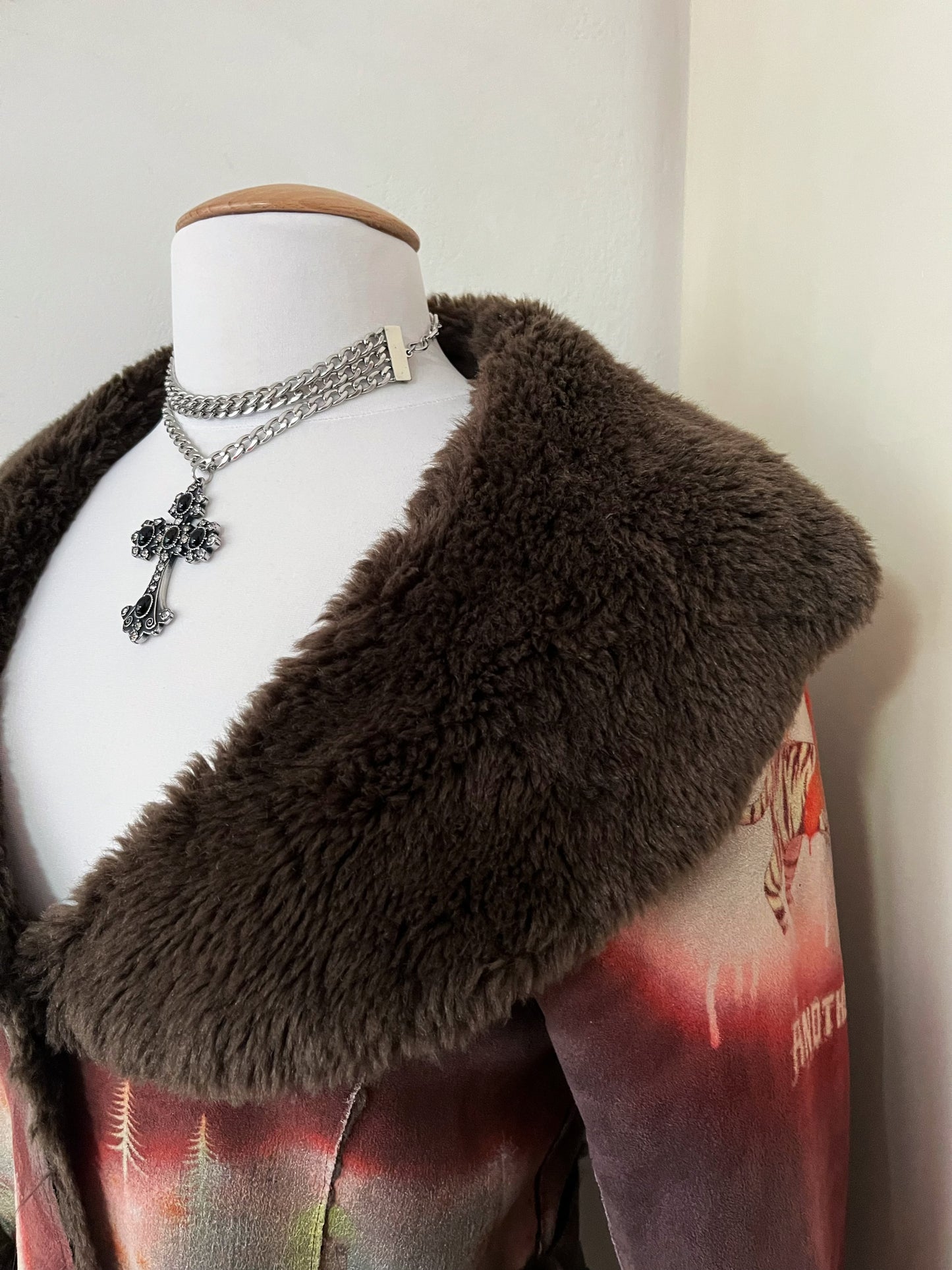 CUSTO BARCELONA faux fur coat with circus design