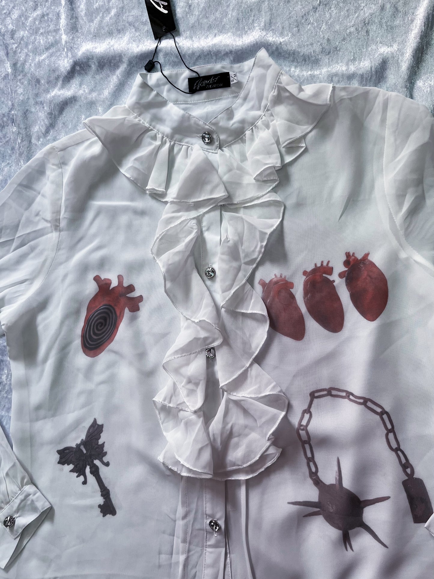 The Way To Your Heart Reworked 00's deadstock see-through ruffle shirt🫀🗝