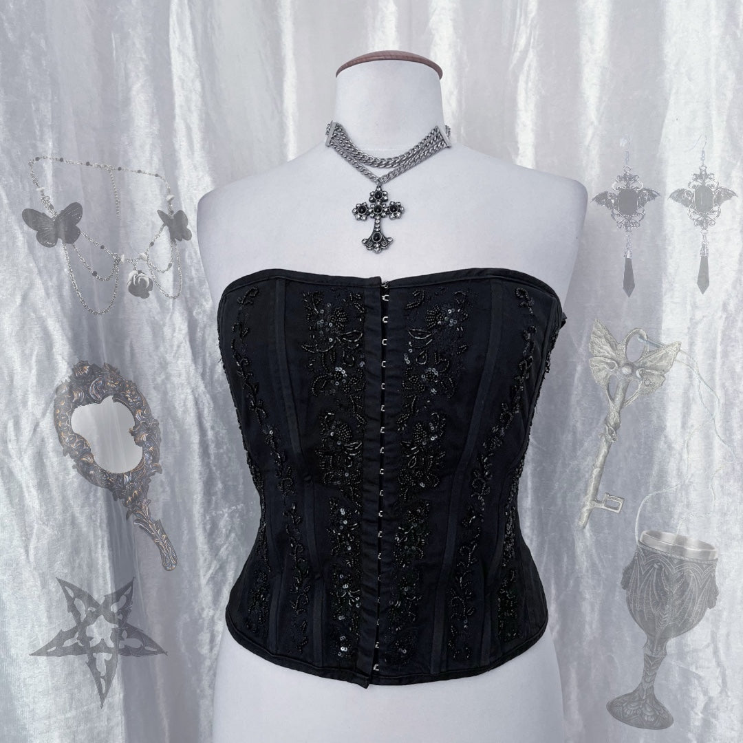 Dark fairy cotton embroidered corset 🧚🏻