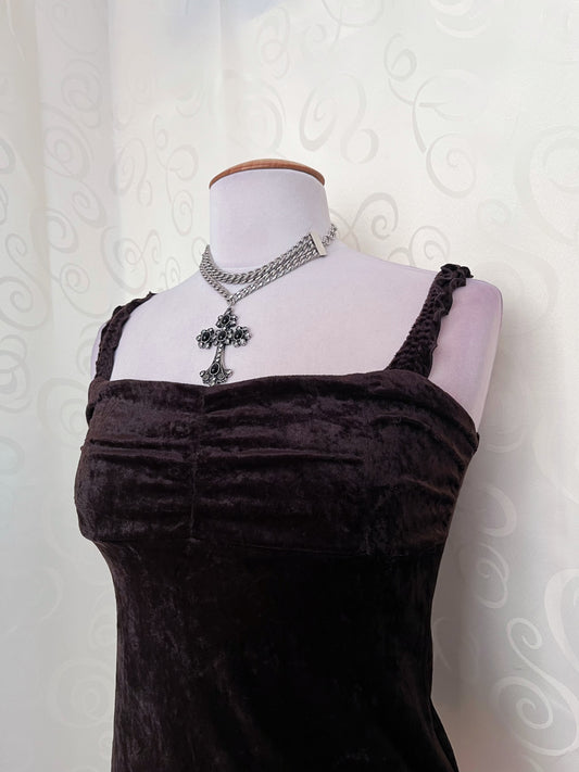 00βs whimsy velvet brown top π