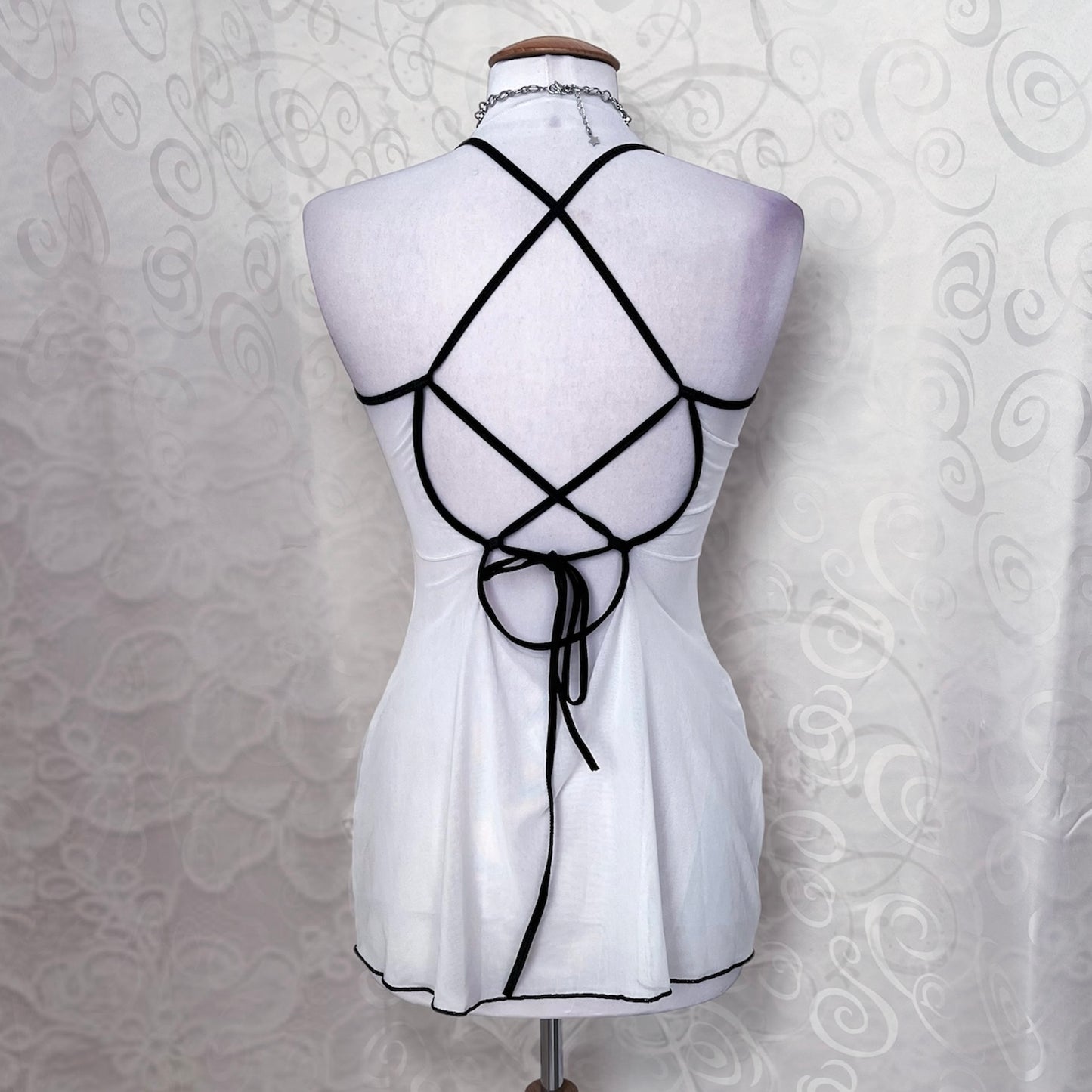 Wandering Eyes REWORKED mesh nightgown with lace-up detail 👁️✝️