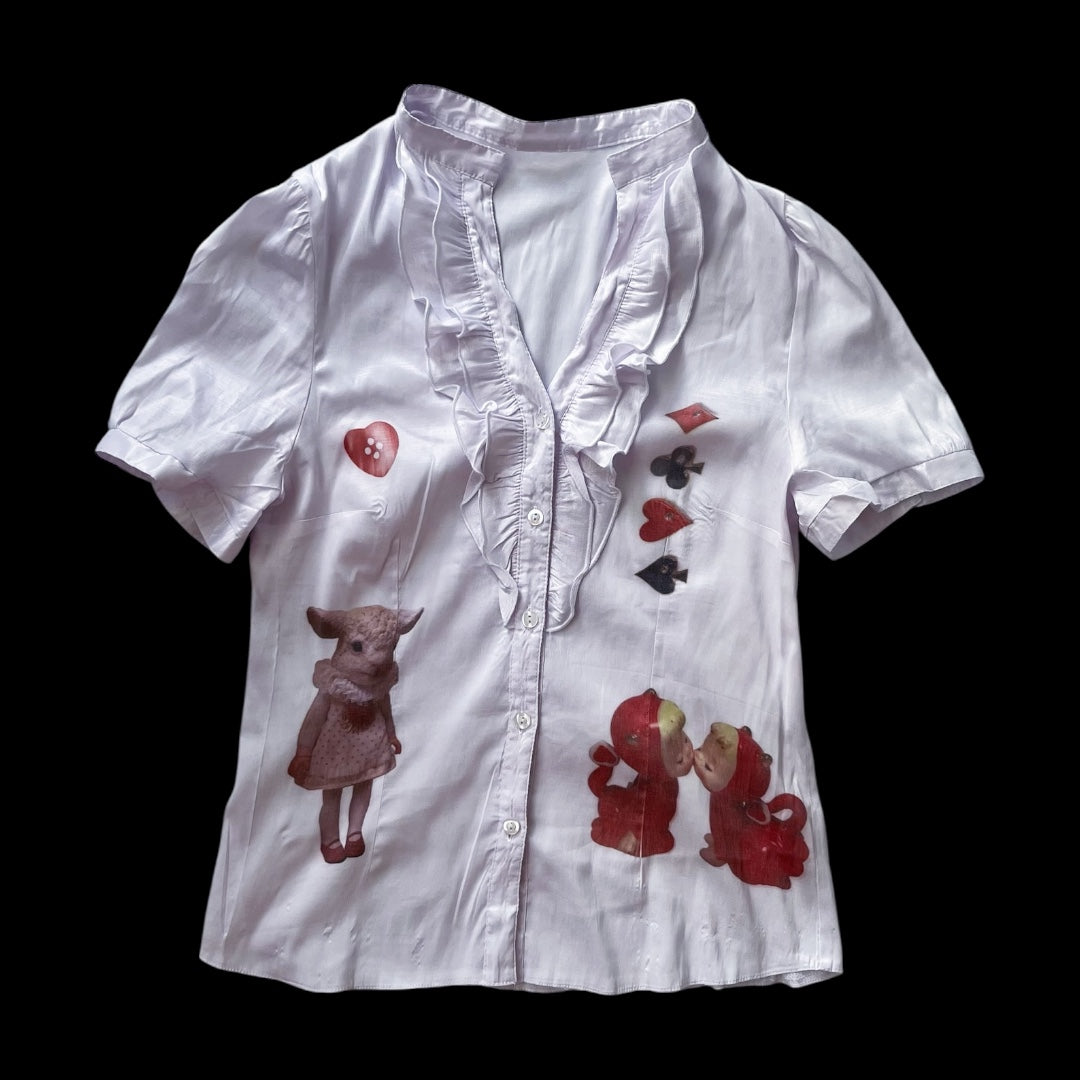 Ace of Hearts Reworked gothic ruffle shirt ♠️♦️