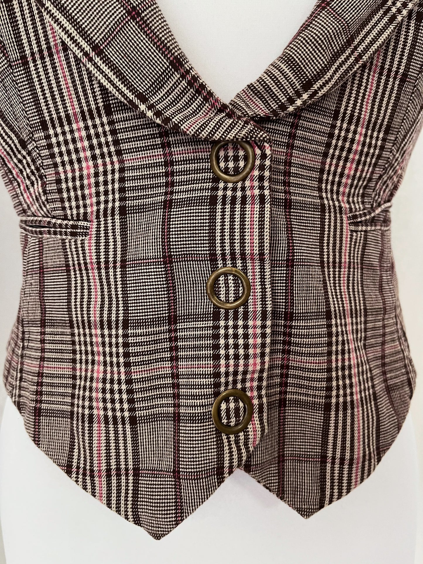 00βs brown plaid vest ππ