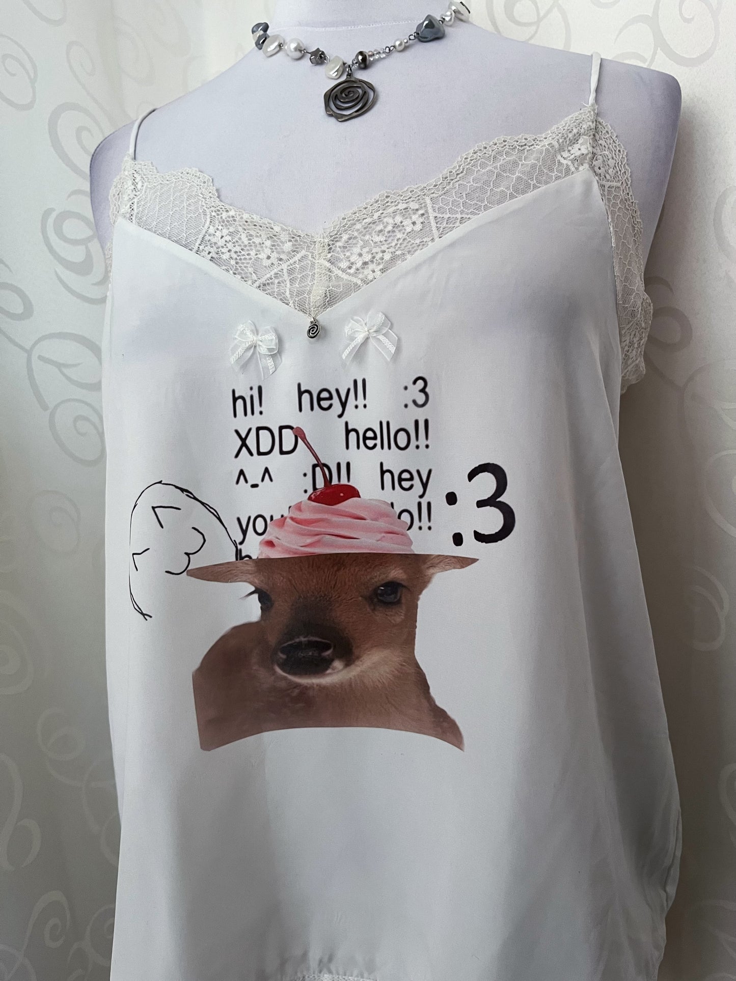 :3 No brain Reworked see-through cami top