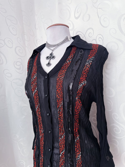 00βs Alt mesh shirt with animal print detail πΎπ