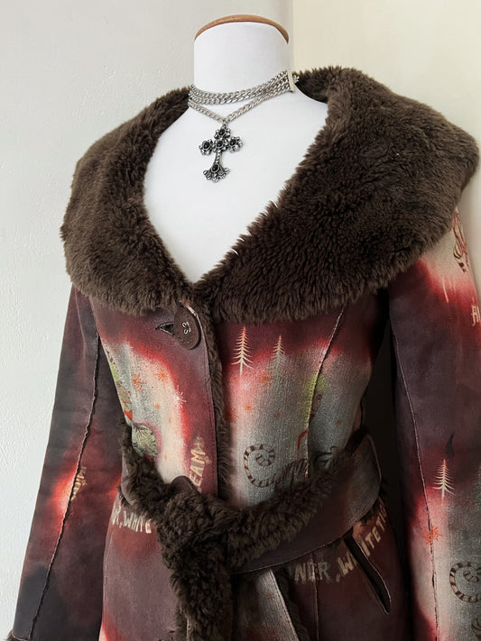 CUSTO BARCELONA faux fur coat with circus design