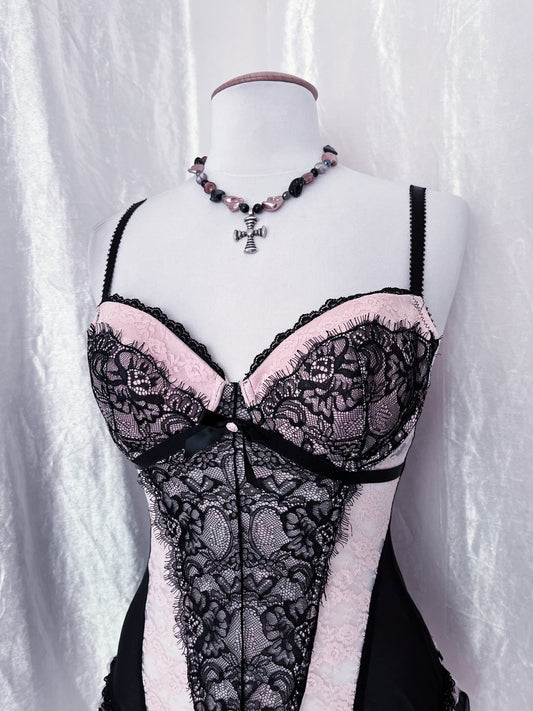 Princess baby pink lace mesh corset ππΈ