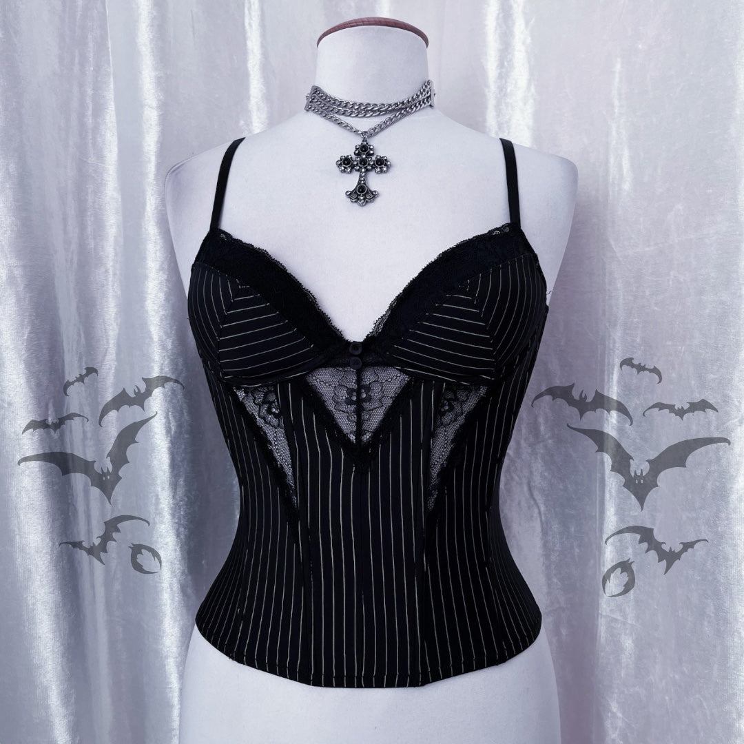 Old H&M striped corset top 💀 Gives off Jack Skellington vibes