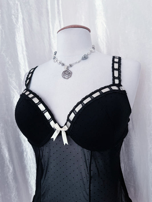 Dark coquette asymmetrical bustier top ππΈοΈ