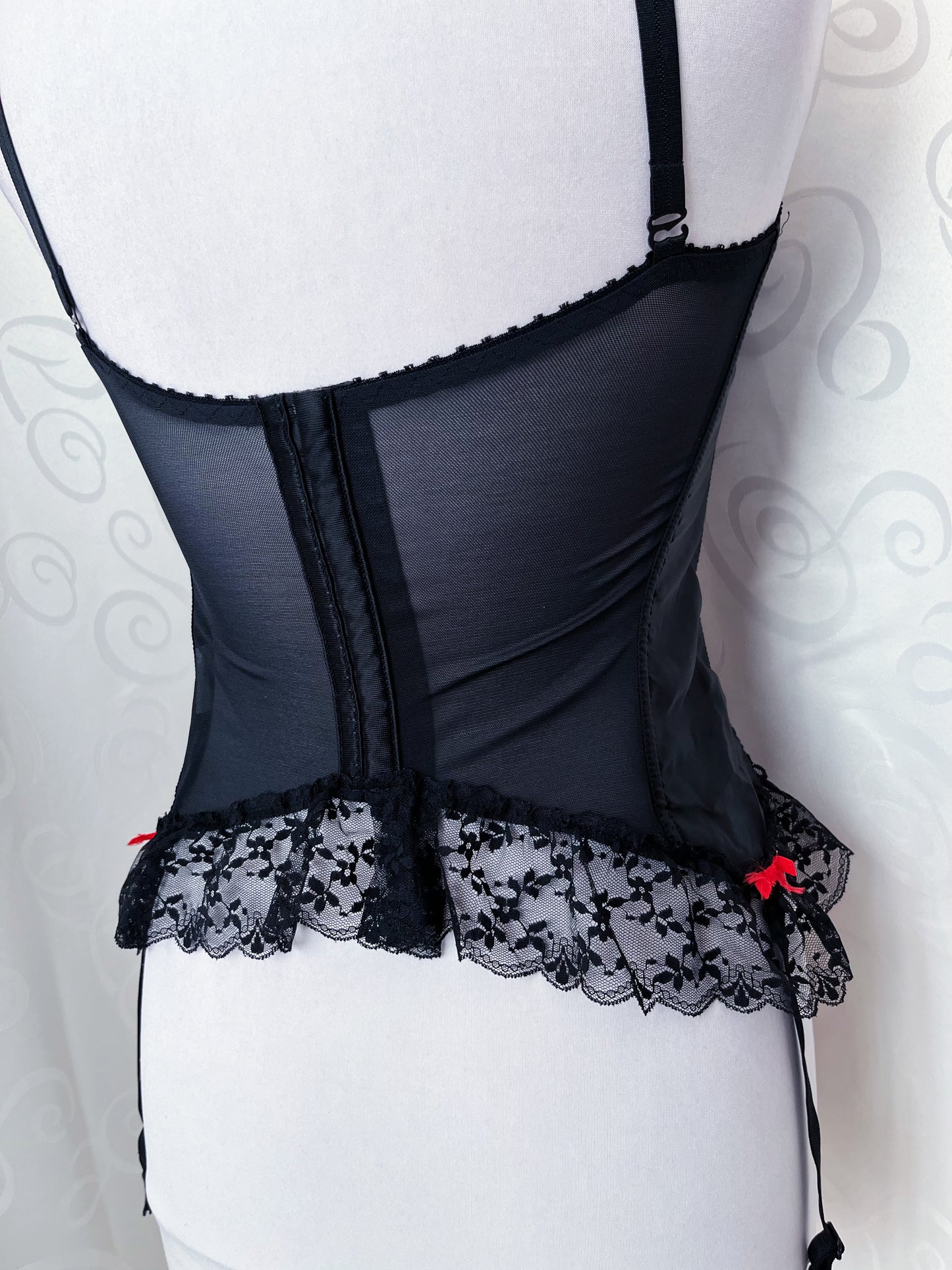 Gothic Moulin Rouge style satin black & red corset ❤️🕸️