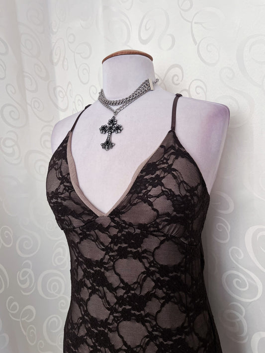 00βs deadstock whimsygoth lacey brown top π§π½ββοΈ