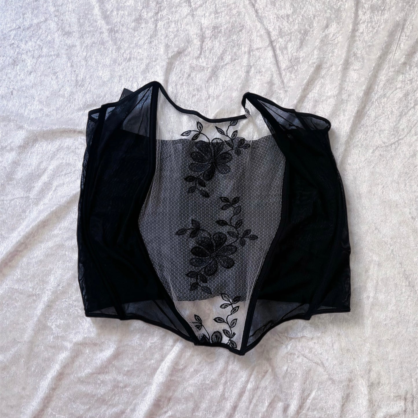 Dark whimsy see-through mesh & lace corset 🧚🏾