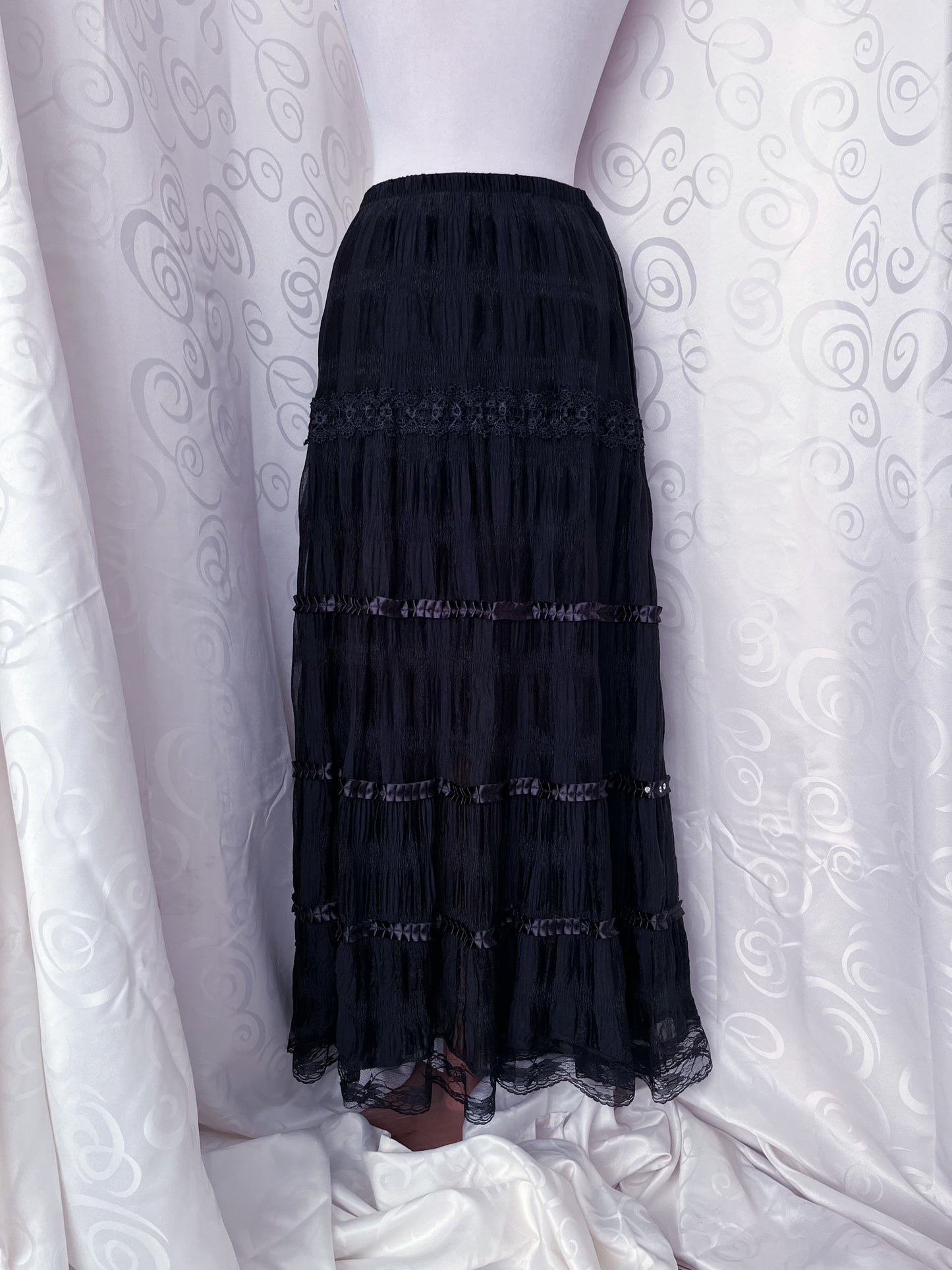 Whimsygoth maxi black skirt with sequin details 🦇🕸️