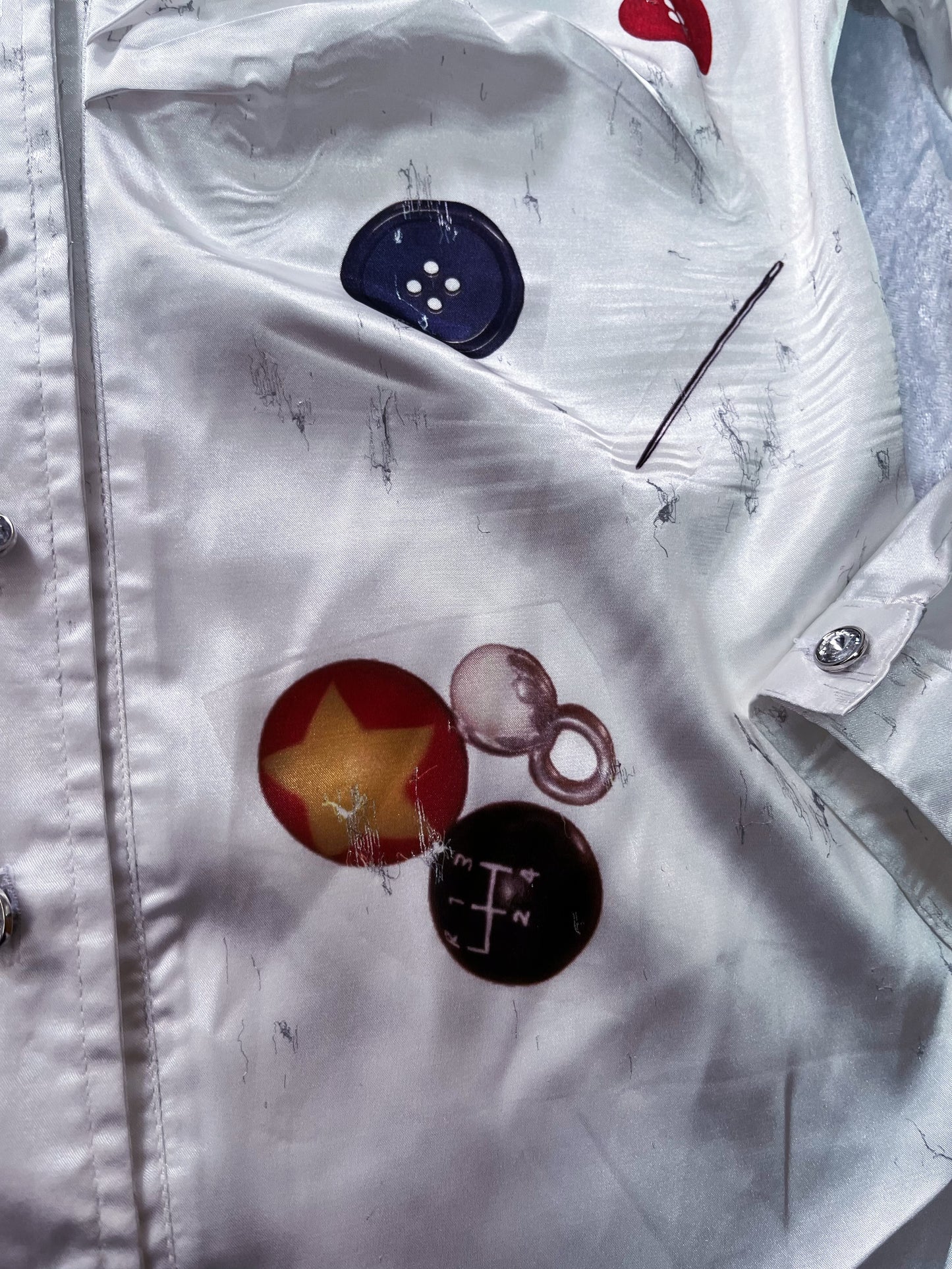Other World Reworked 00's saten shirt with embossed details 🪡🧵