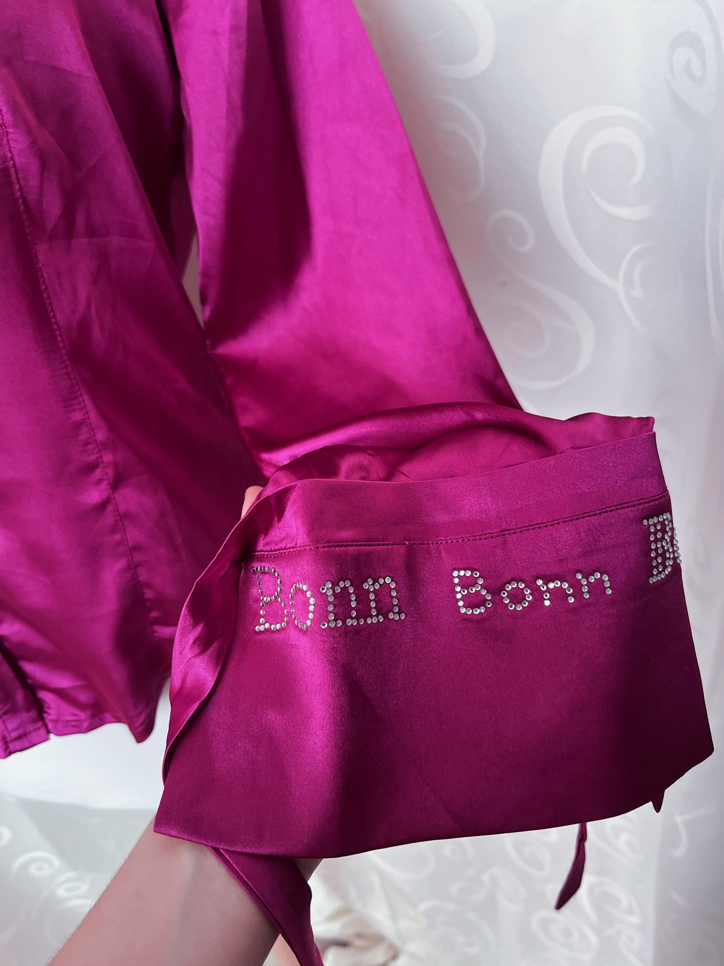 Gothic Jirai Kei magenta satin ruffle shirt 💜💞