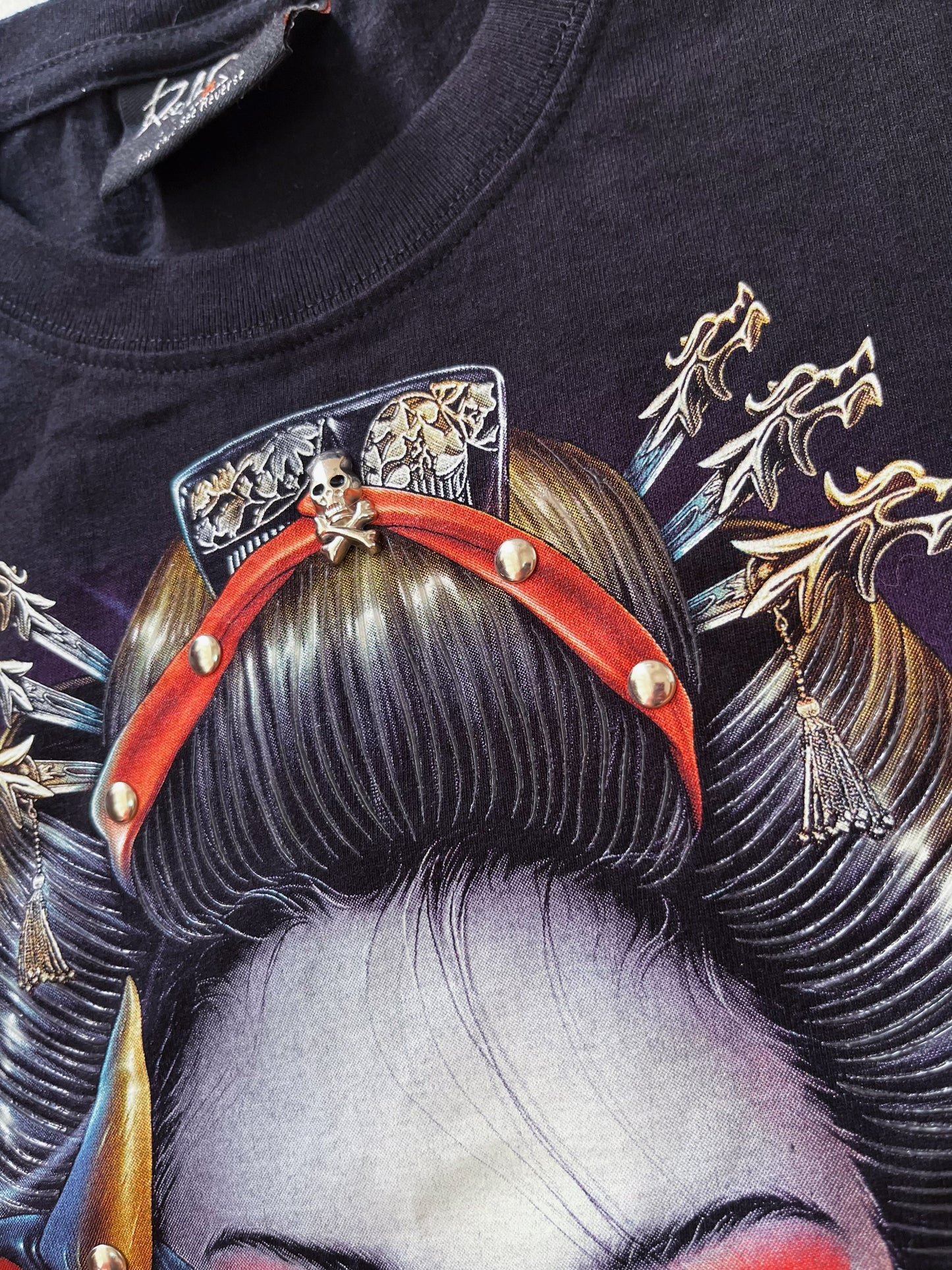 Vintage Geisha cotton shirt with PIERCING & embossed dragon details 👺👹