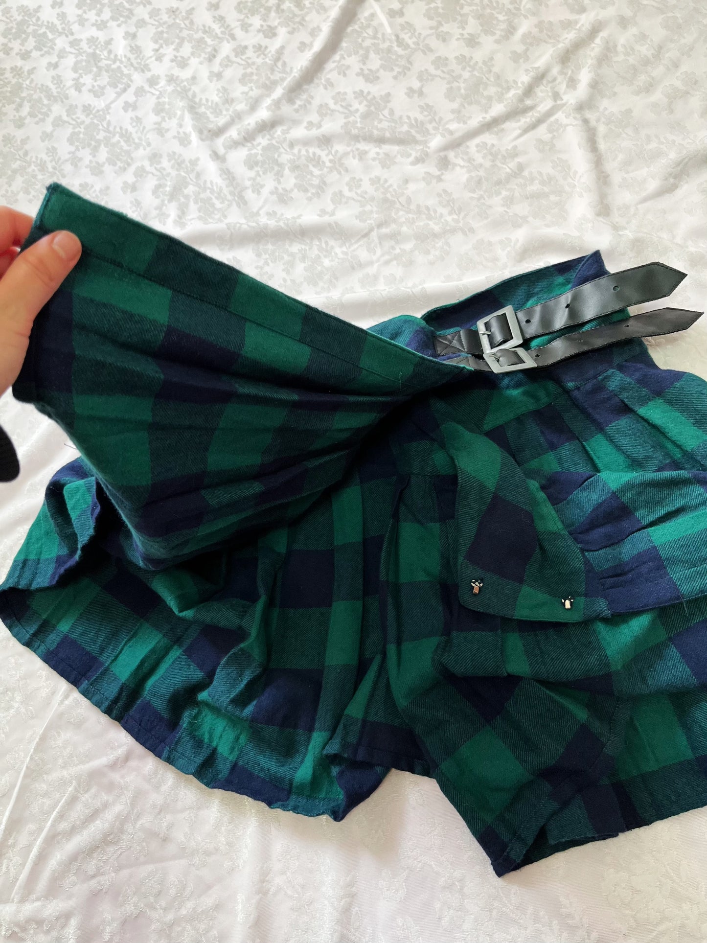 Checked tartan wrap around skirt