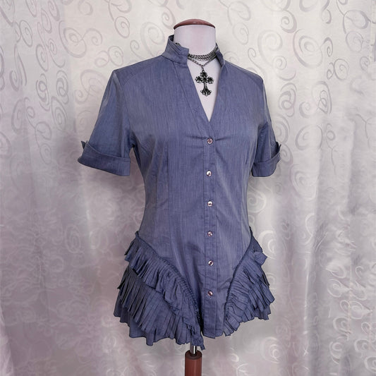 00βs whimsy/jirai kei lilac shirt with pleated details πͺ»