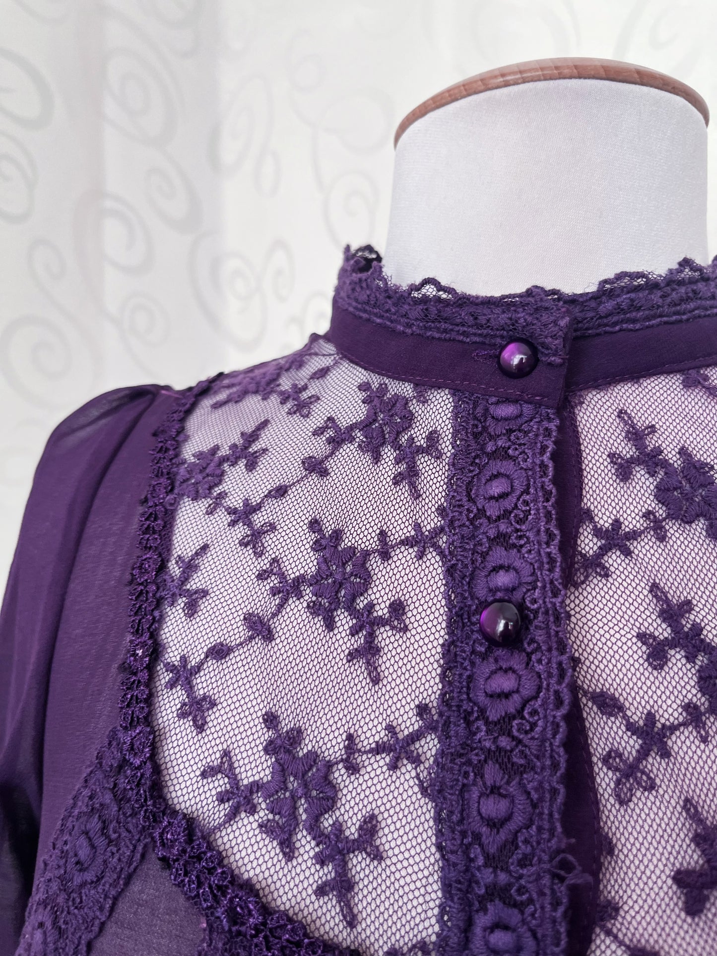 Mesmerising whimsy mesh purple oversize shirt with embroidered details 💜🌀