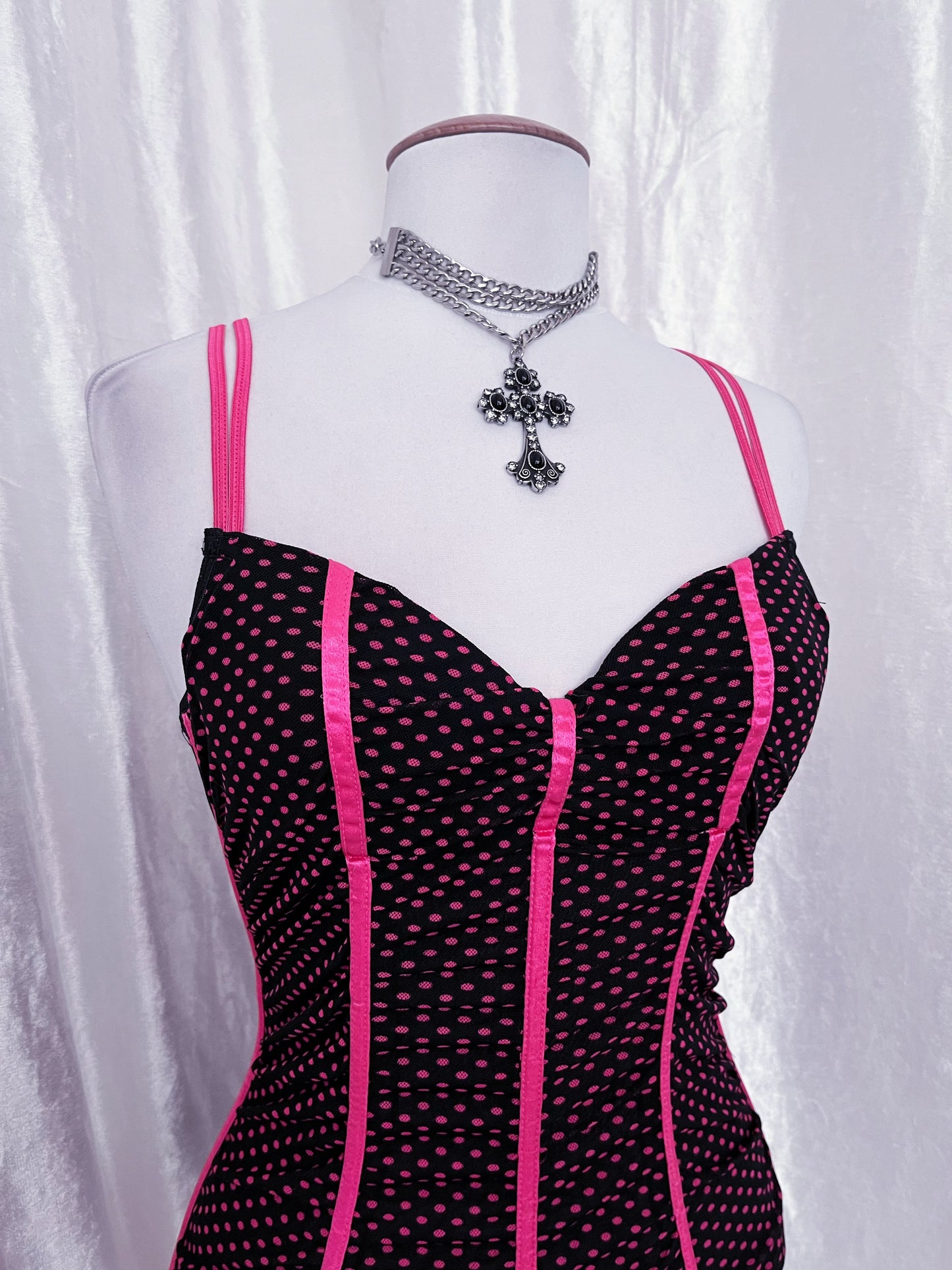 Y2K Victoria’s Secret Sexy little things mesh polka dot corset 🎀