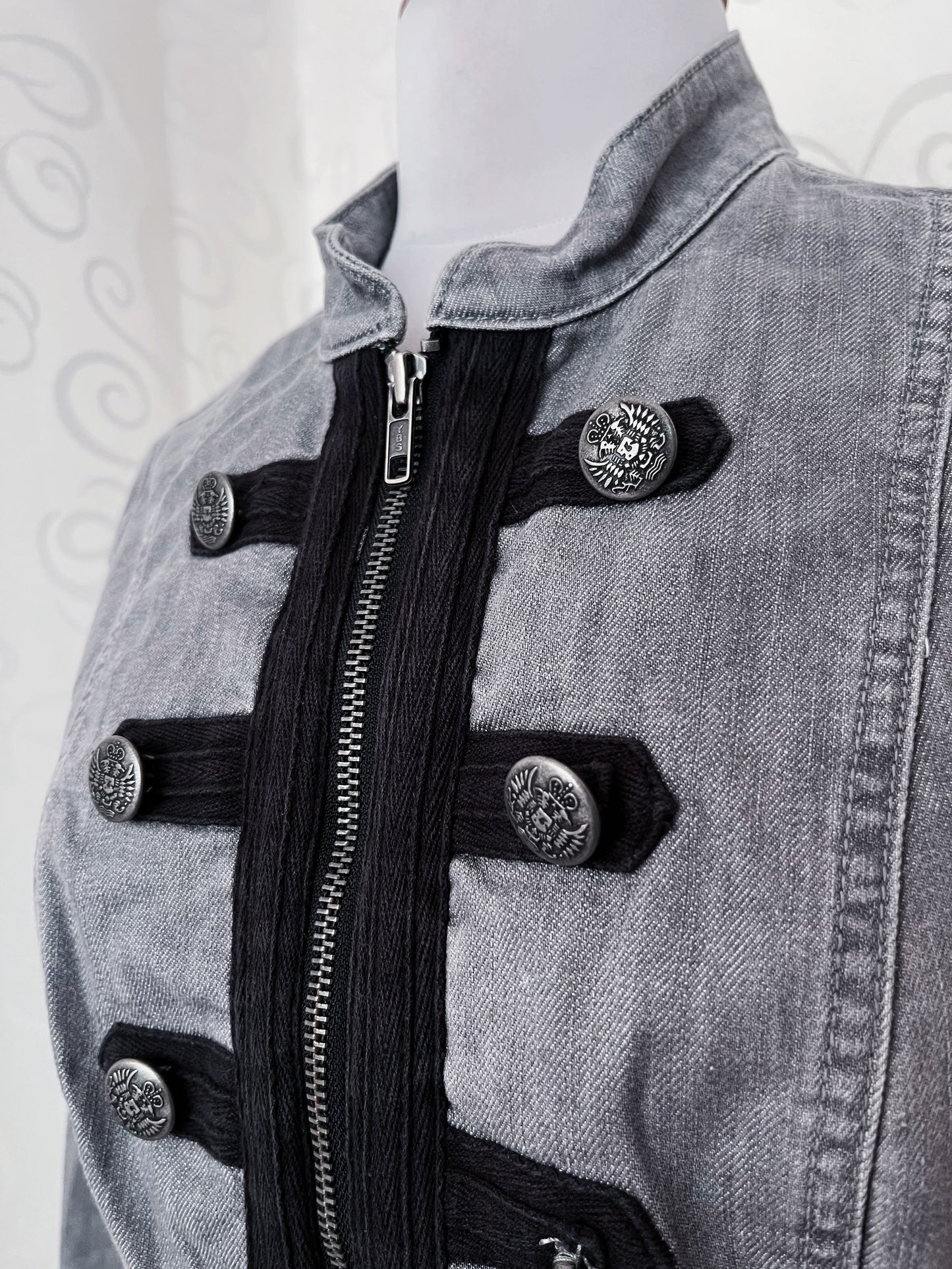 Alt/Gothic military style denim jacket🕷️🕸️
