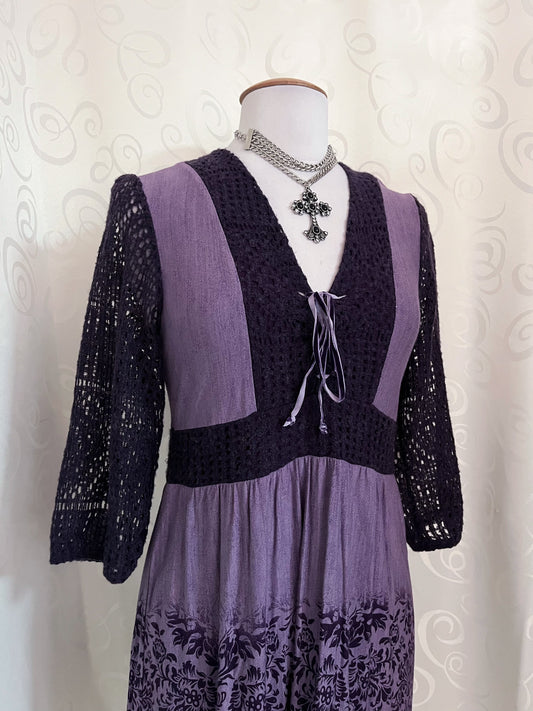 00βs whimsy/boho purple dress with knit & velvet details ππ