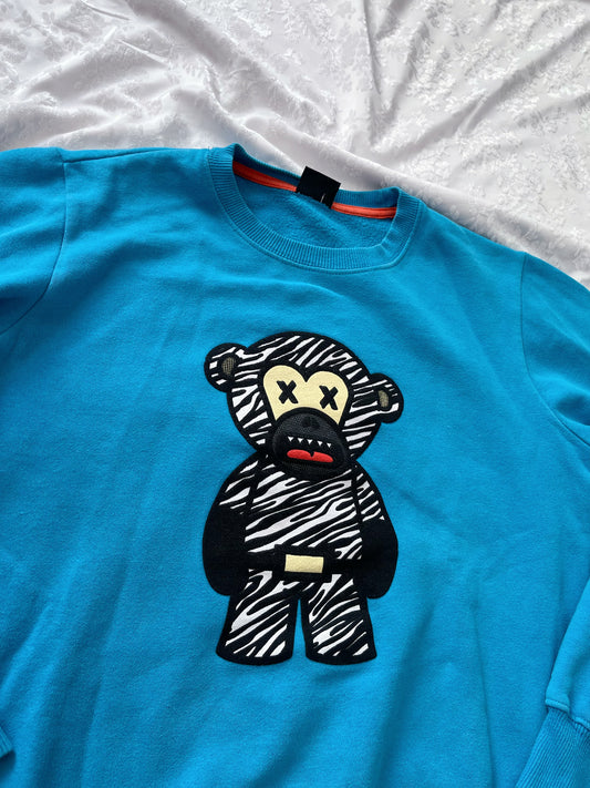 Fishbone light blue cute cartoon sweater